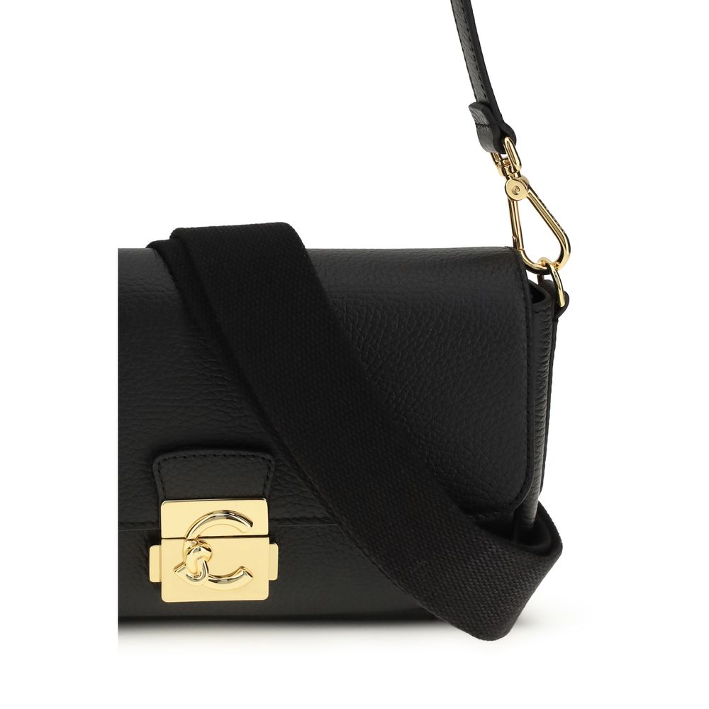 Coccinelle Schwarze Bos Taurus Kalbsleder Schultertasche