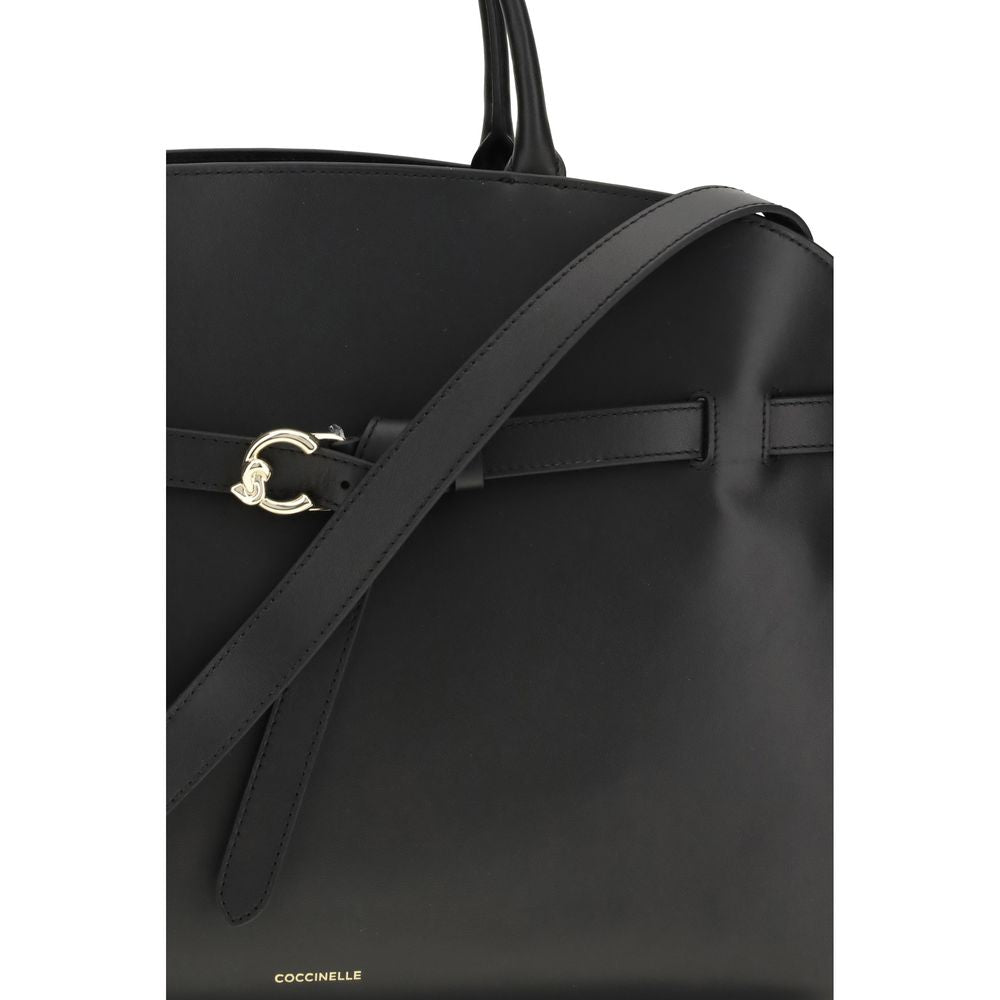 Coccinelle Schwarze Kalbsleder Bos Taurus Handtasche
