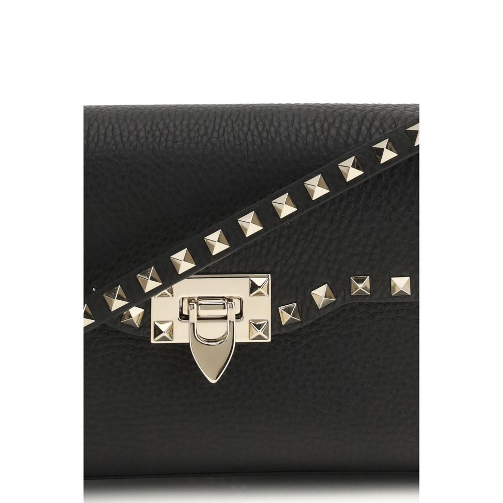 Valentino Garavani Schwarze Bos Taurus Kalbsleder Schultertasche