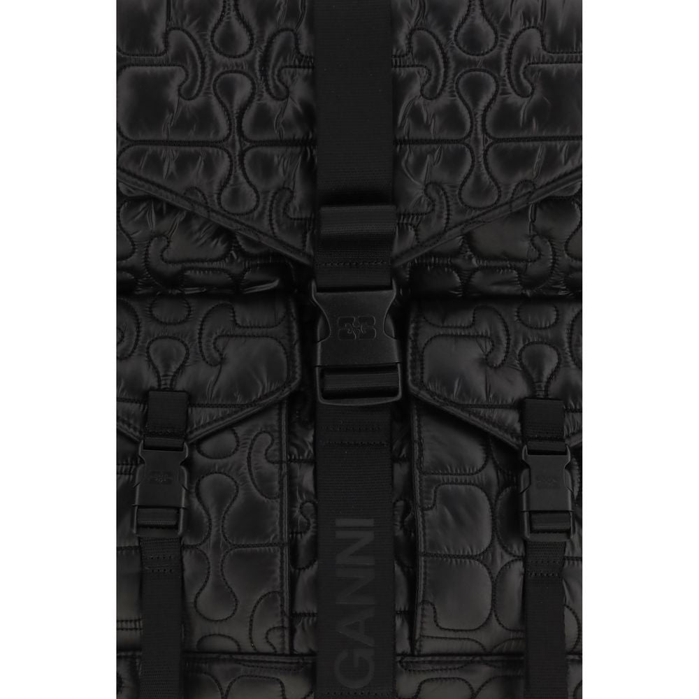 Ganni Schwarzer Polyamid-Rucksack