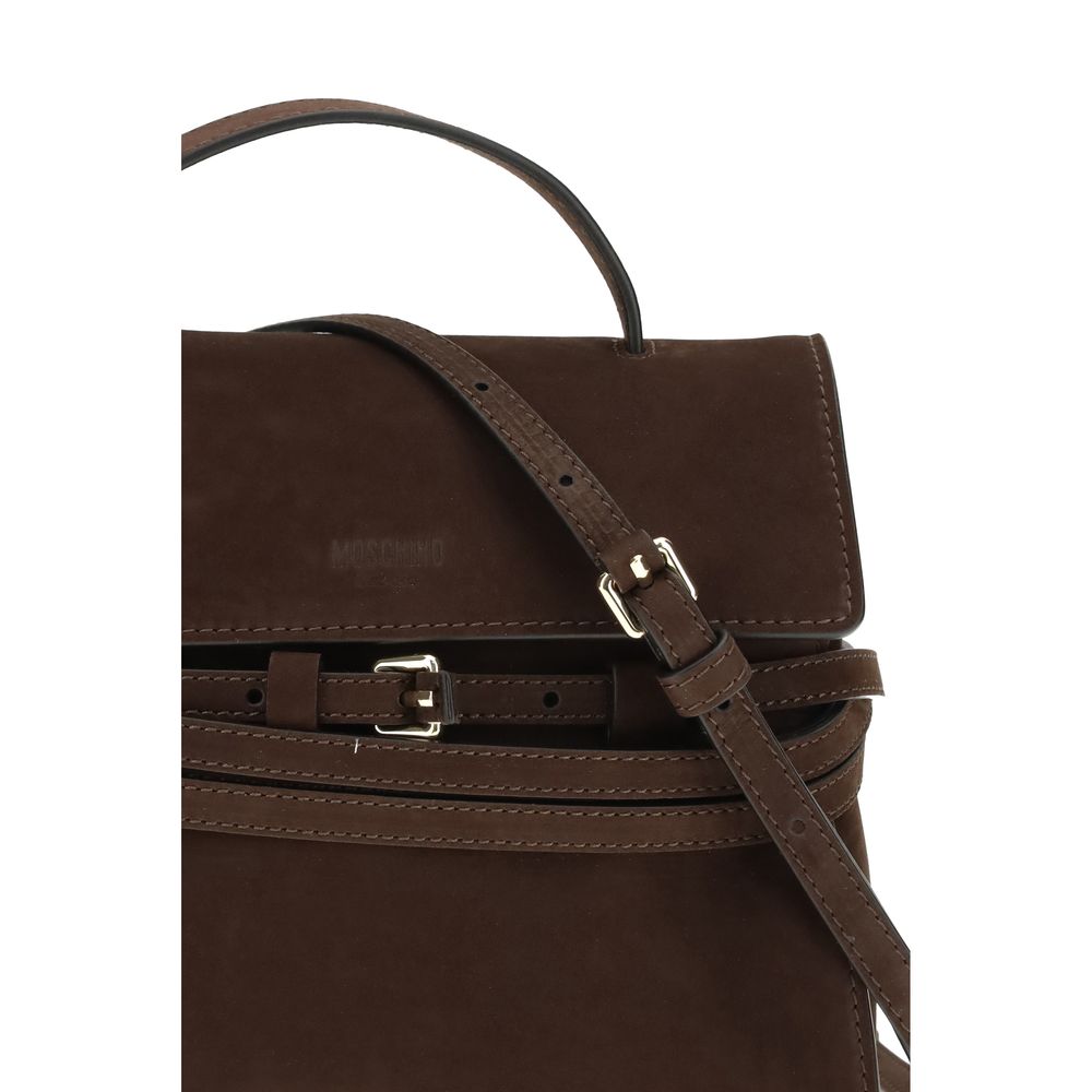 Moschino Tie Me Brown Suede Handbag
