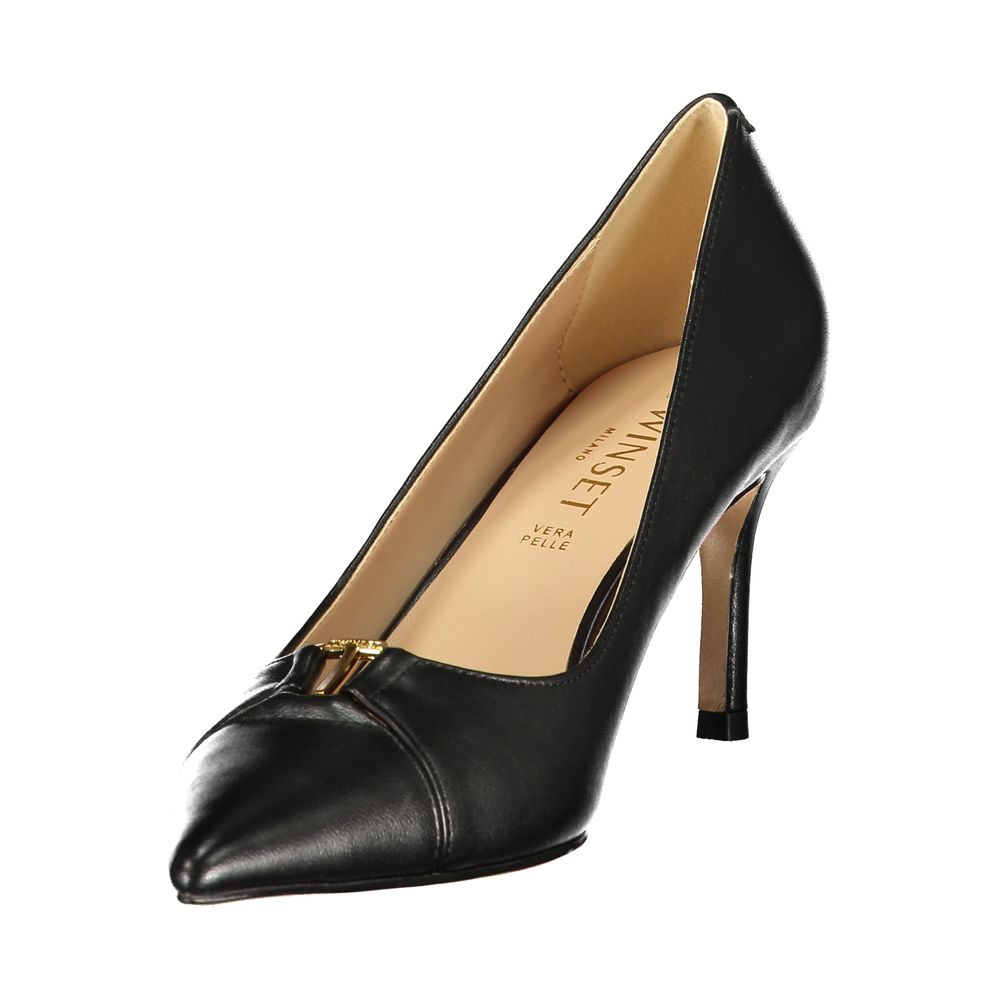 Twinset Schwarzer Damen-Klassiker aus Leder