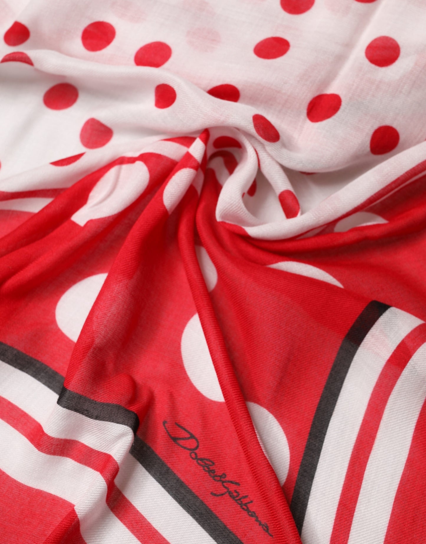Dolce & Gabbana Roter Foulard mit Polka-Dot-Print, 130cm x 130cm