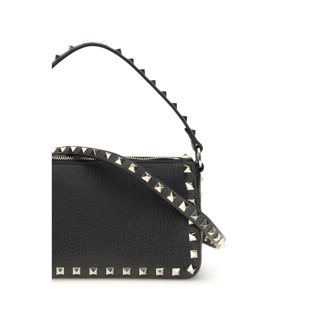 Valentino Garavani Schwarze Bos Taurus Kalbsleder Schultertasche