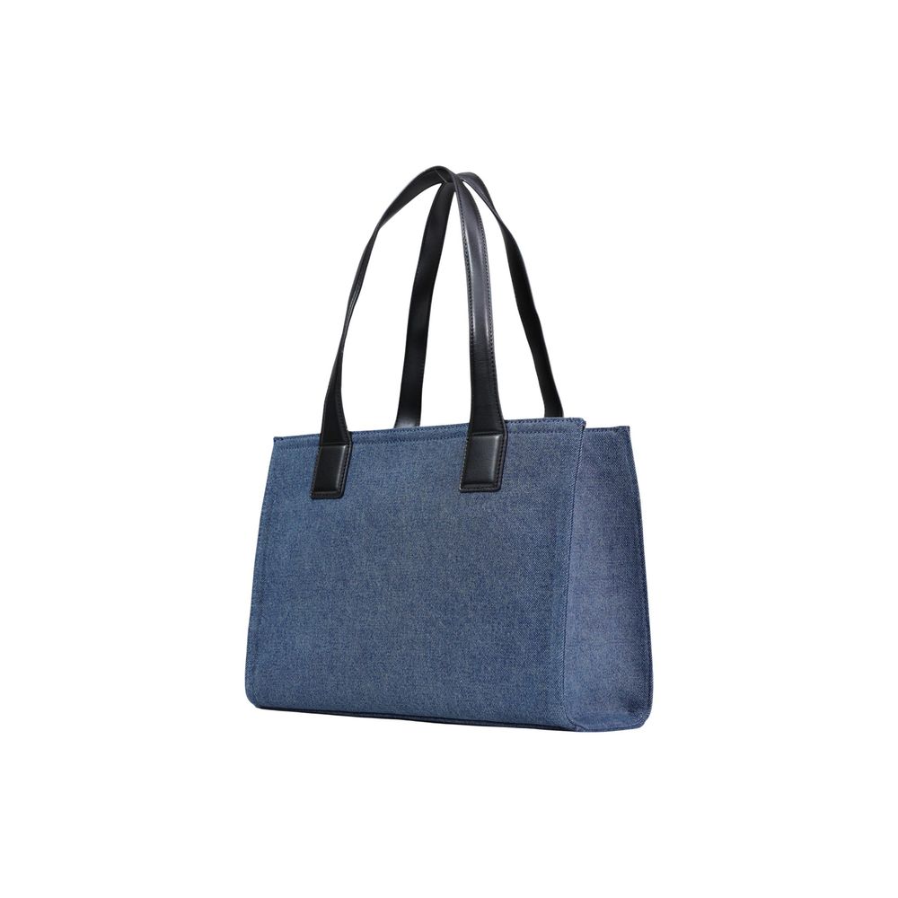 Love Moschino Blaue Baumwoll-Handtasche