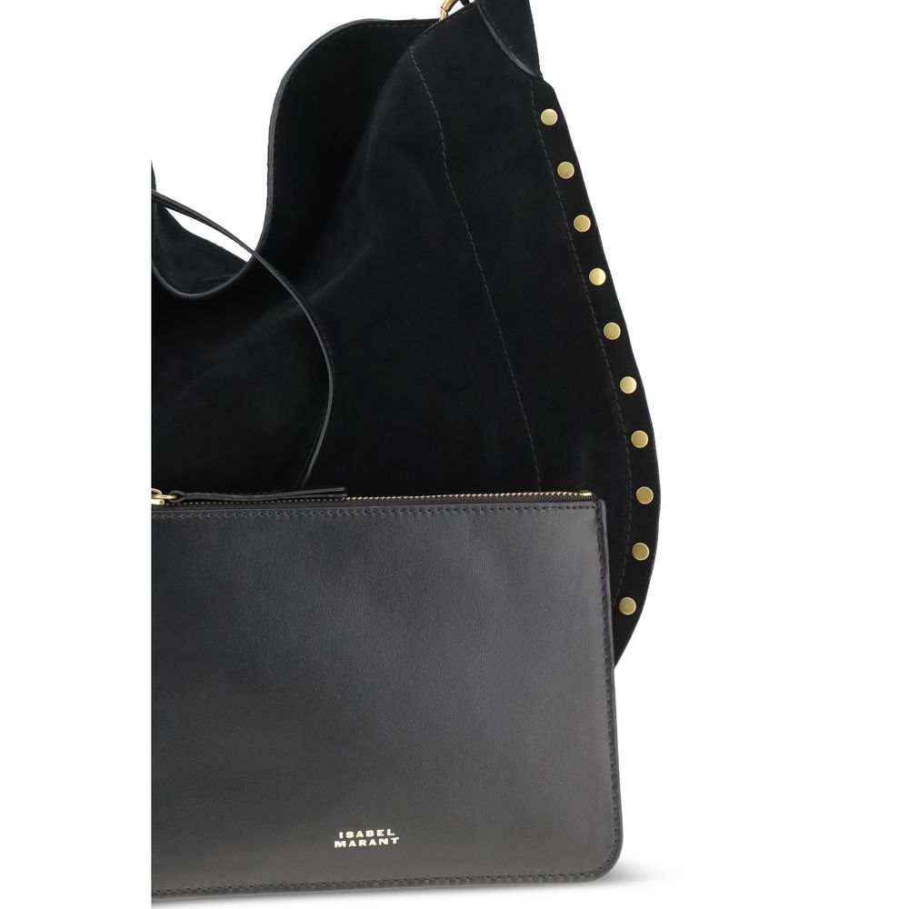 Isabel Marant Schwarze Bos Taurus Kalbsleder Schultertasche