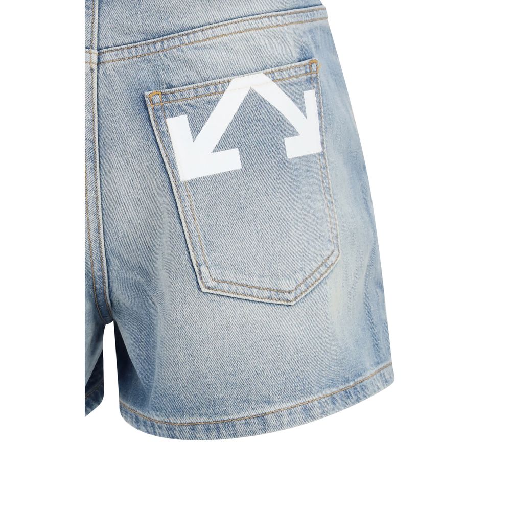 Off-White Blaue Baumwoll-Bermudashorts