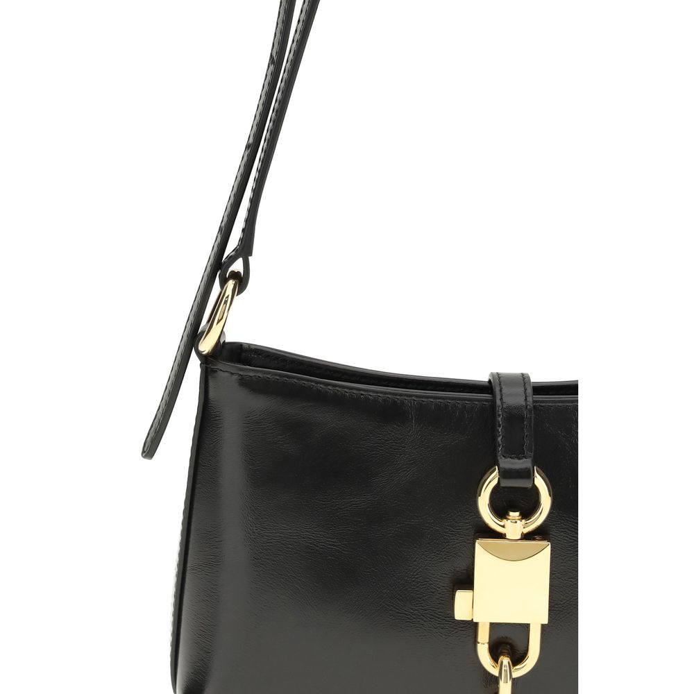 Dolce & Gabbana Schwarze Bos Taurus Kalbsleder Schultertasche