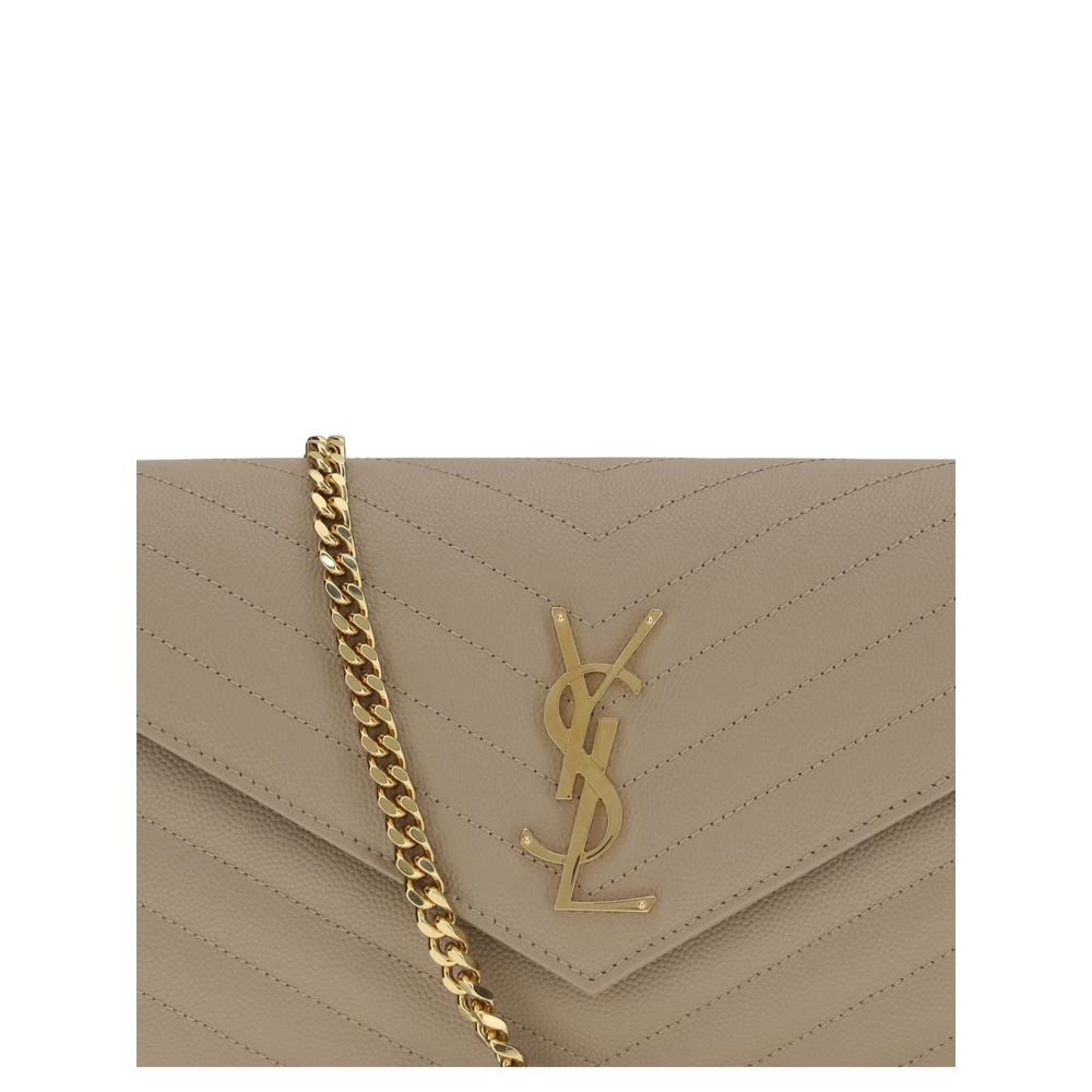 Saint Laurent Beige Kalbsleder Bos Taurus Schultertasche