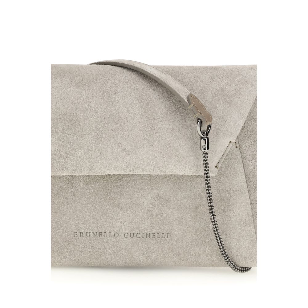 Brunello Cucinelli BC Duo Pochette in camoscio grigio