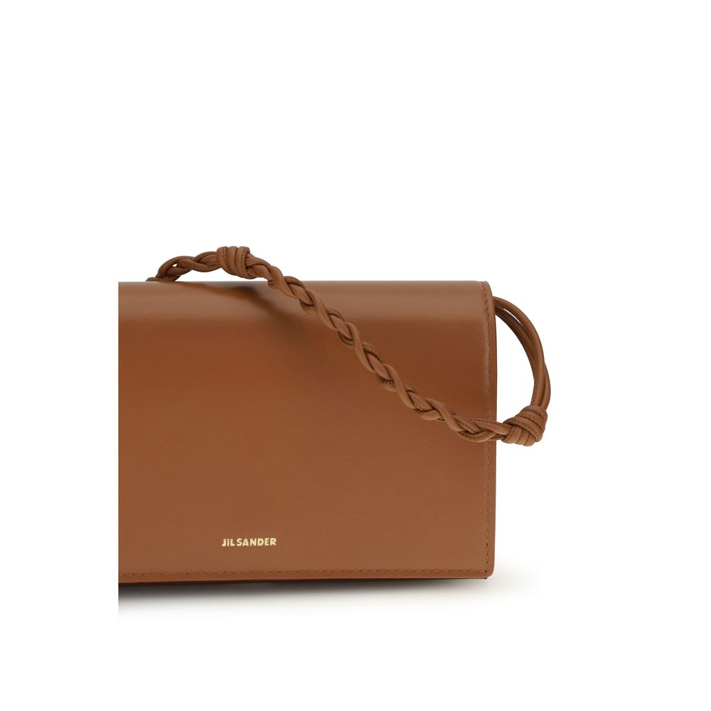 Jil Sander Braune Kalbsleder Bos Taurus Geldbörse