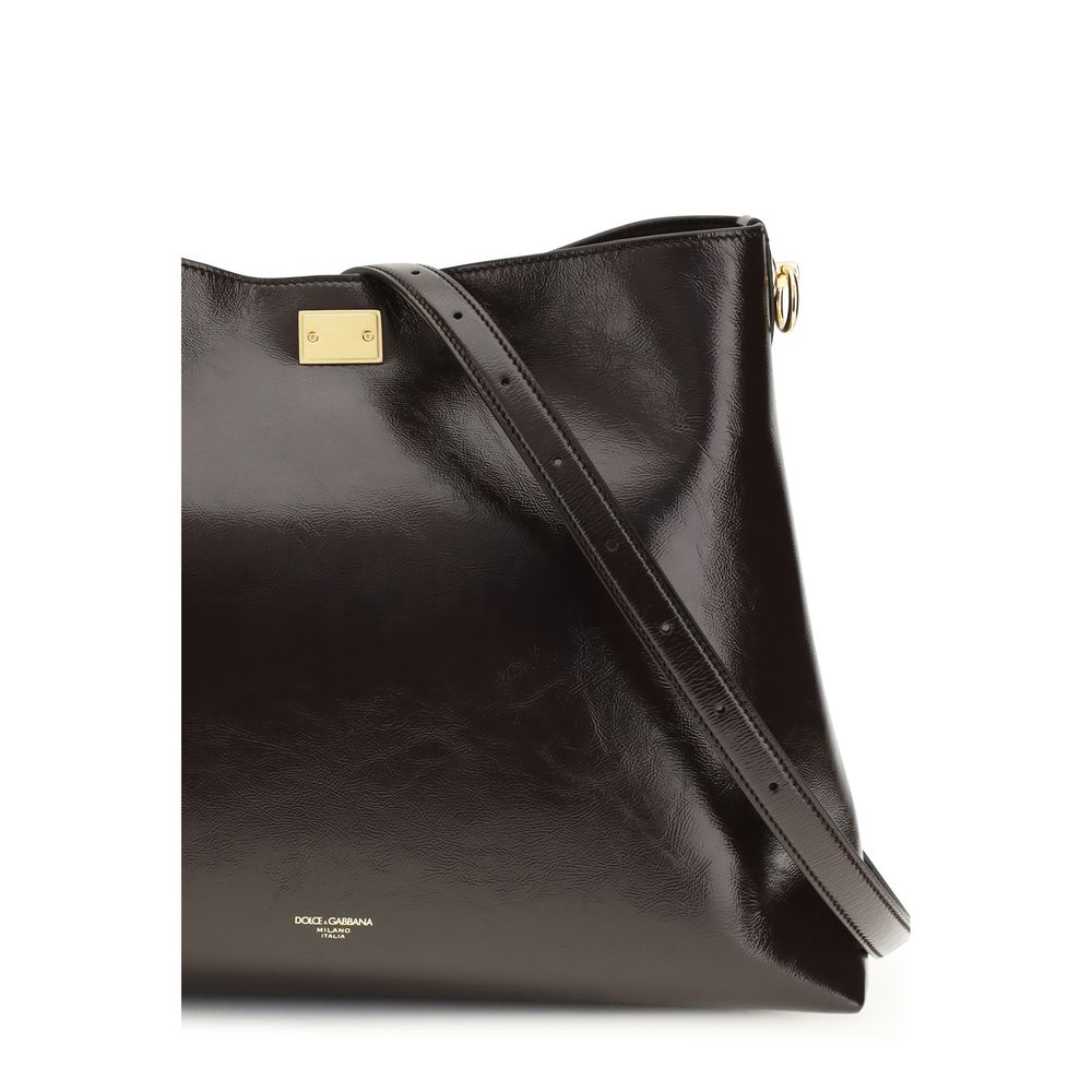 Dolce & Gabbana Braune Kalbsleder Bos Taurus Schultertasche