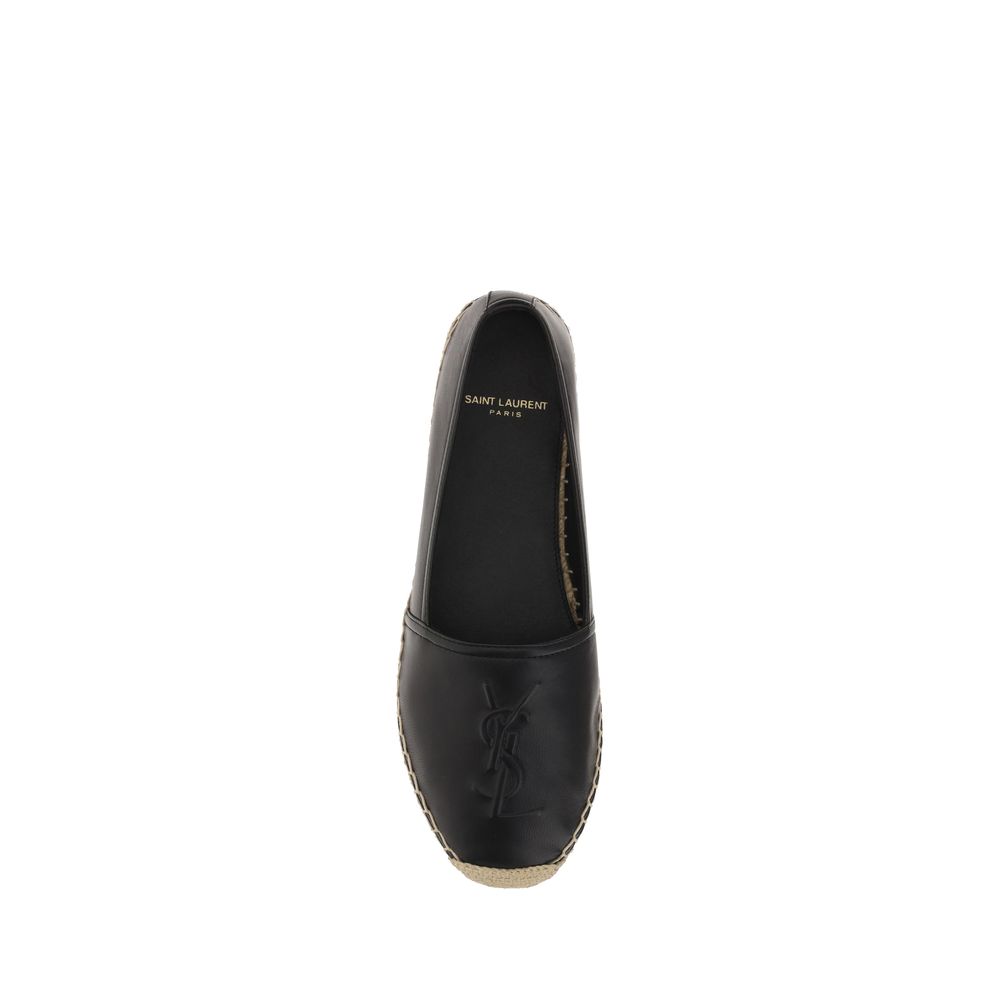 Saint Laurent Schwarze Lammleder-Espadrilles Ovis Aries Aries