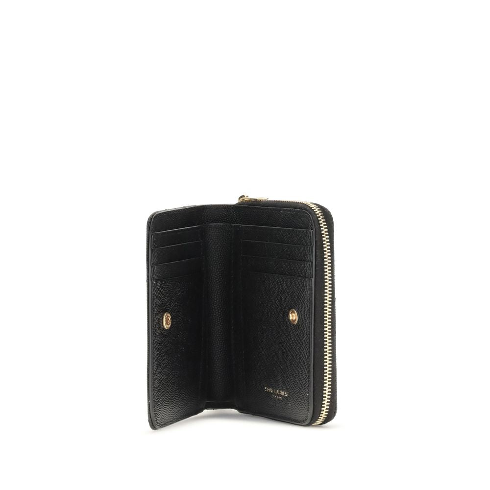 Saint Laurent Schwarzes Kalbsleder Bos Taurus Portemonnaie