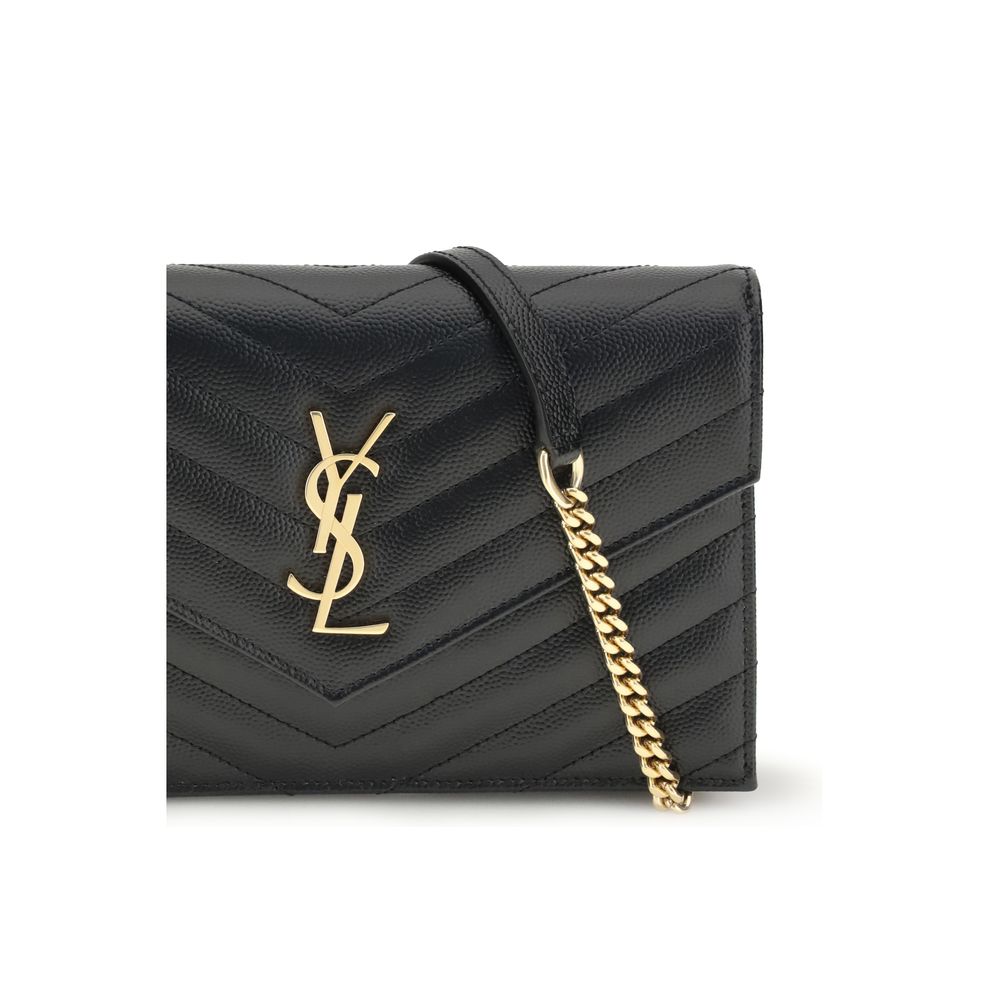 Saint Laurent Schwarze Bos Taurus Kalbsleder Schultertasche