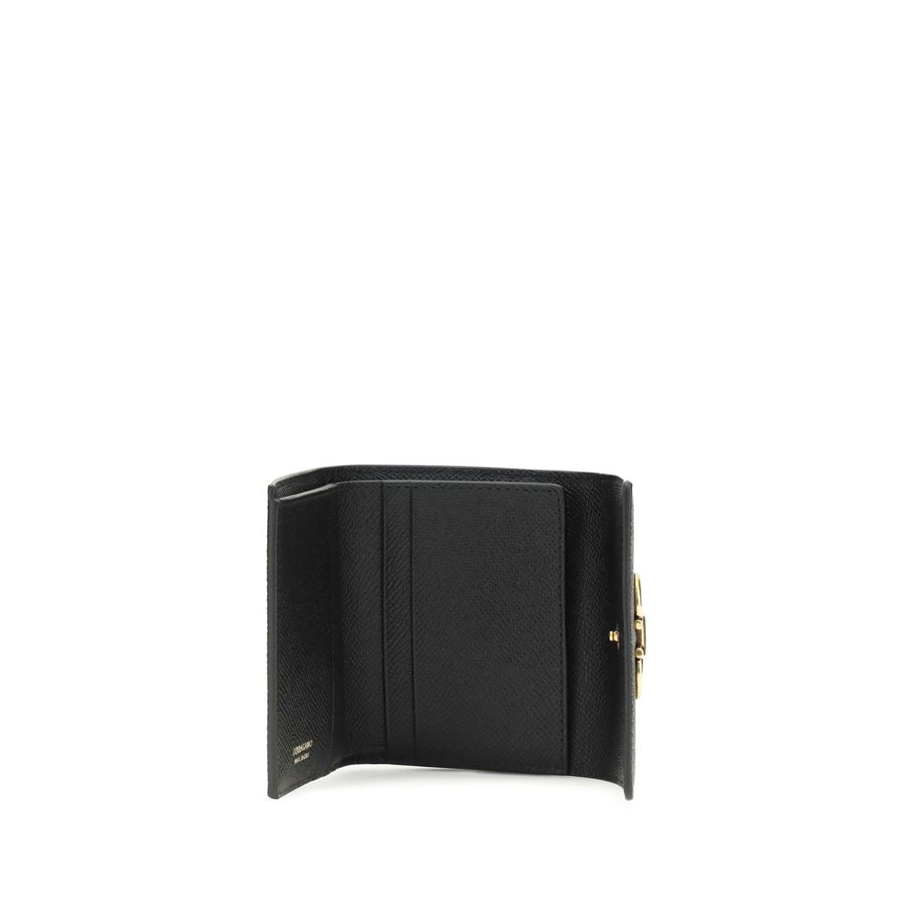 Ferragamo Schwarzes Kalbsleder Bos Taurus Portemonnaie