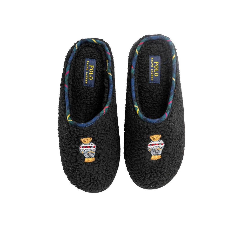 Pantofole Ralph Lauren nere in misto cotone