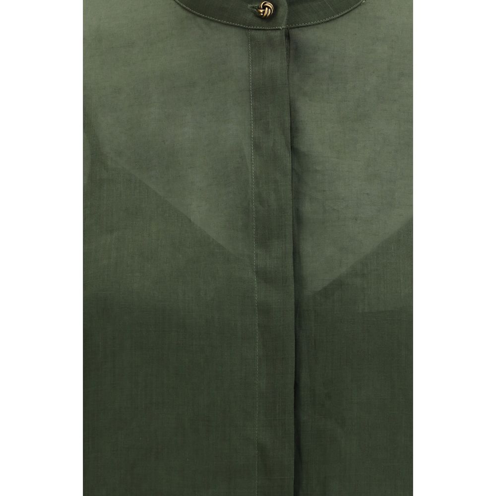 Max Mara Zweifarbige Ramie-Hemdbluse