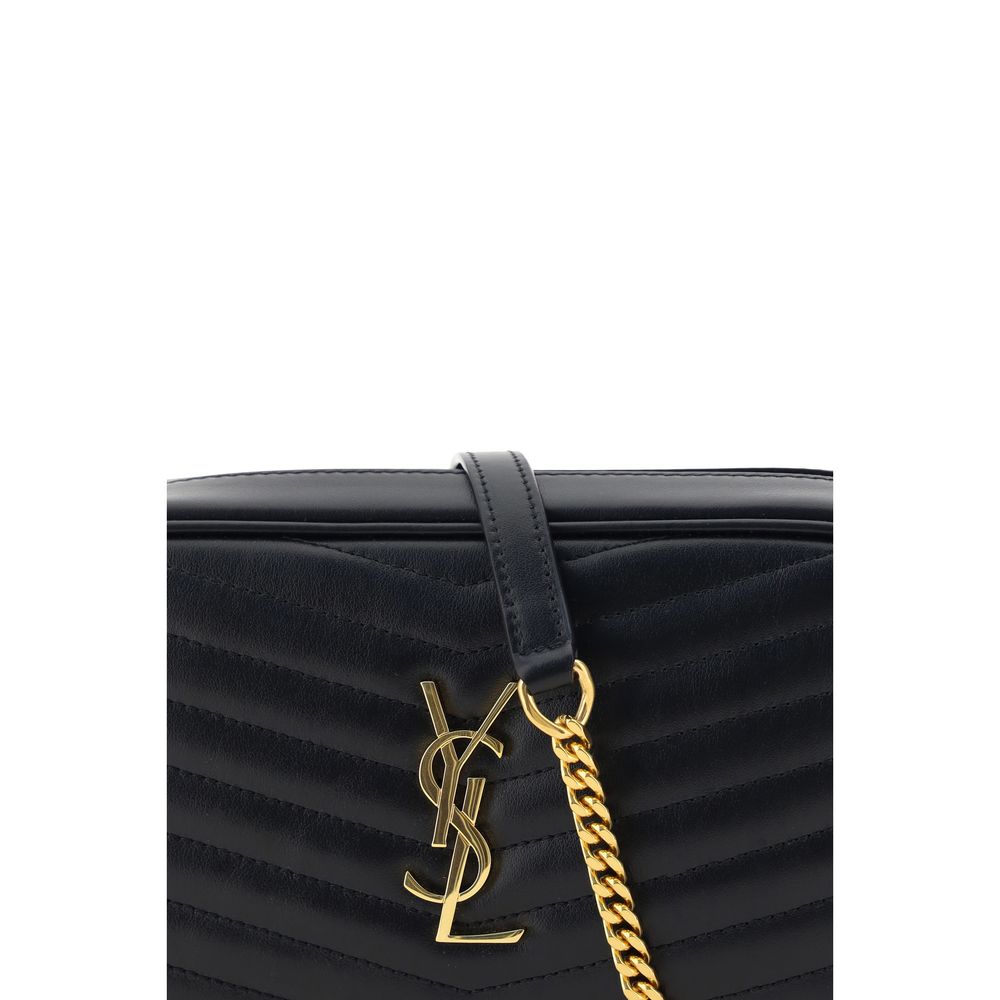 Saint Laurent Schwarze Bos Taurus Kalbsleder Schultertasche