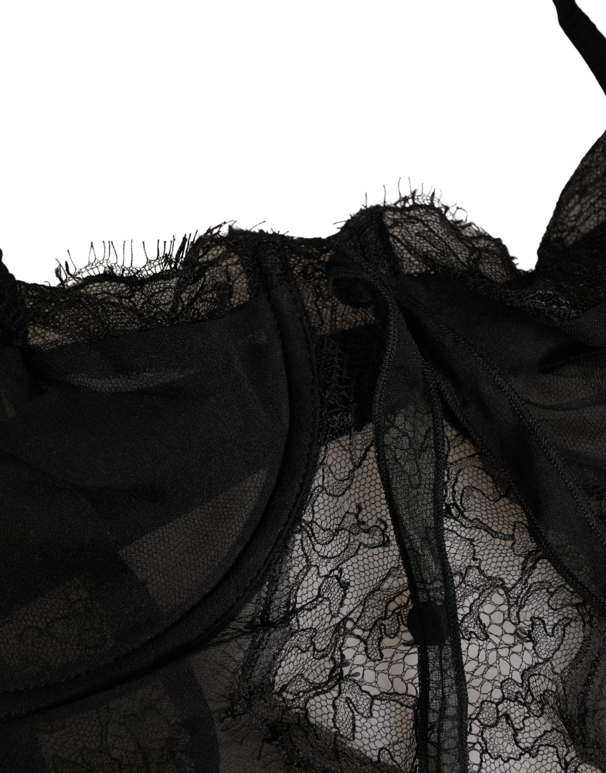 Dolce & Gabbana Schwarzes Seiden-Spitzen-Chemise