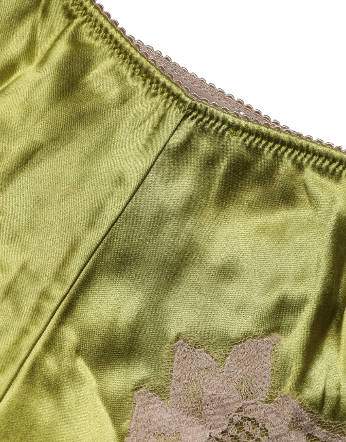 Dolce & Gabbana Slip aus Seidensatin mit floraler Spitze in Grün – Ansicht 4 | Arca Lucia