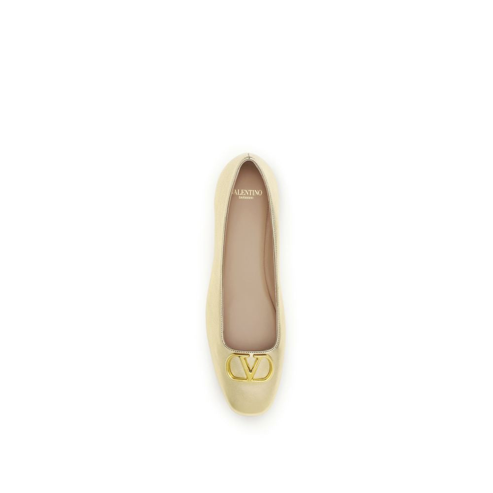 Valentino Garavani Ballerinas aus goldenem Kalbsleder Bos Taurus