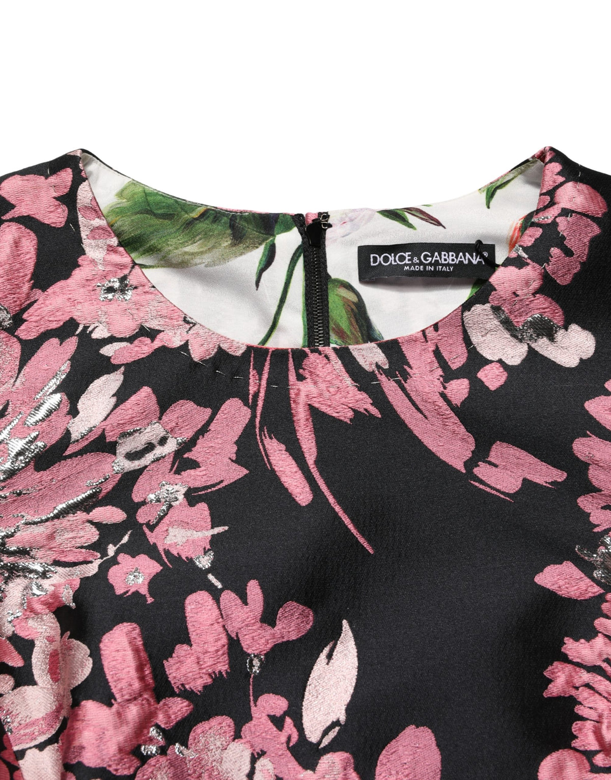 Dolce & Gabbana Mehrfarbiges Blumen-Brocaded-Minikleid in A-Linie