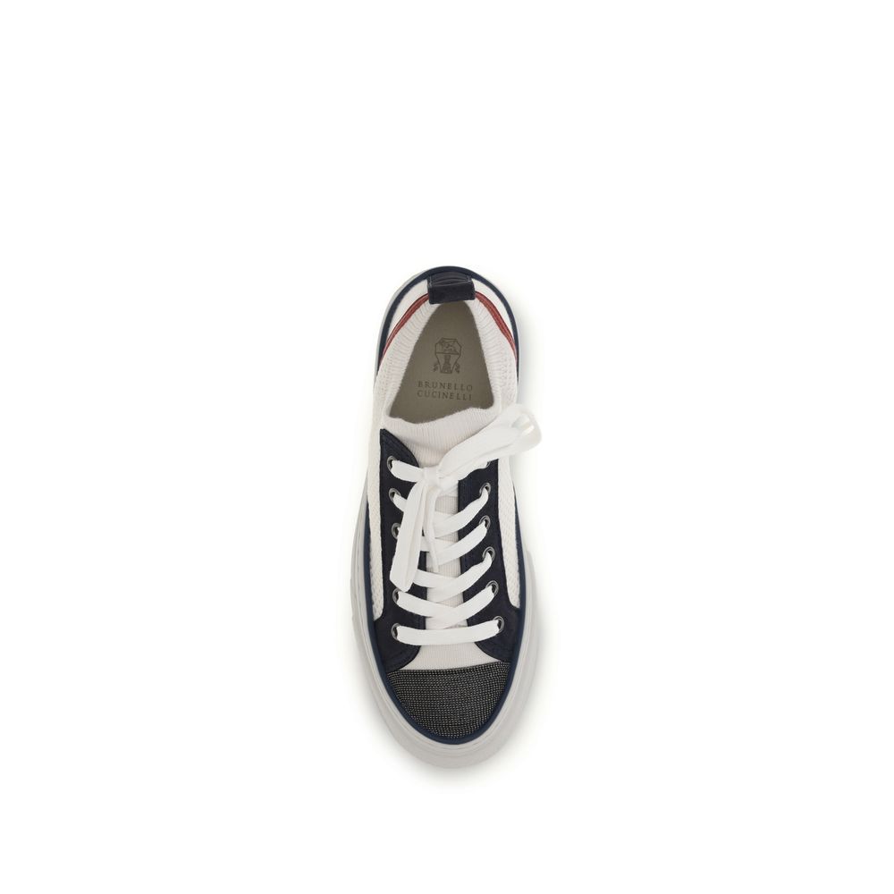 Brunello Cucinelli Mehrfarbige Low-Top-Sneaker aus Baumwolle