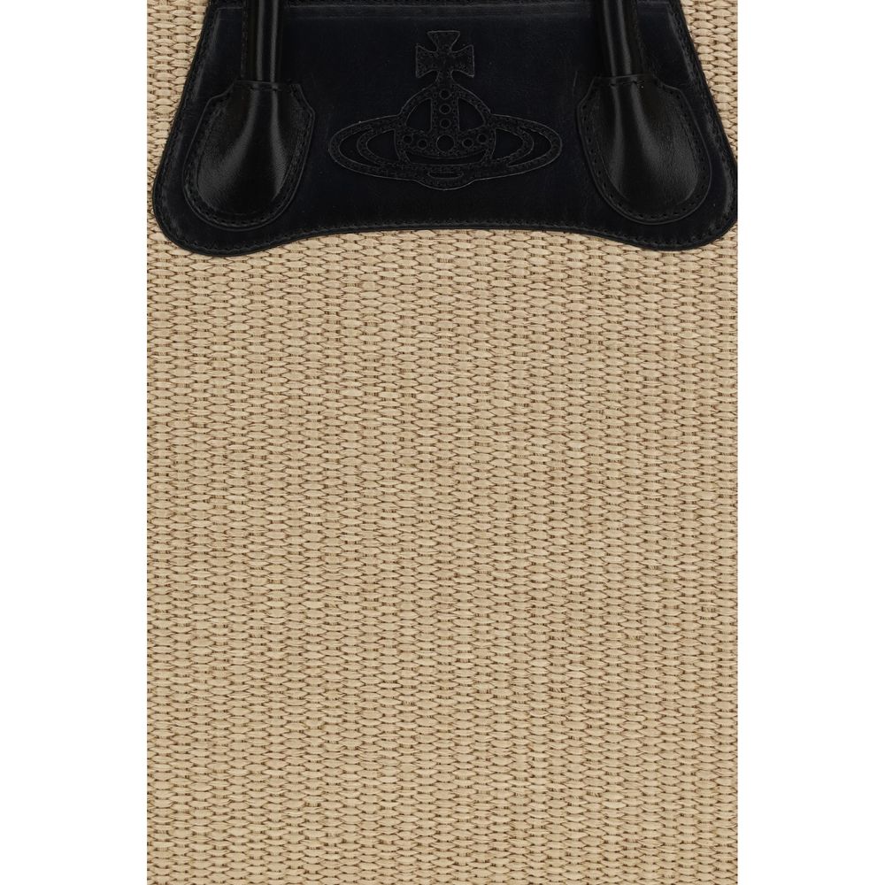 Vivienne Westwood Borsa a Spalla Beige in Rafia