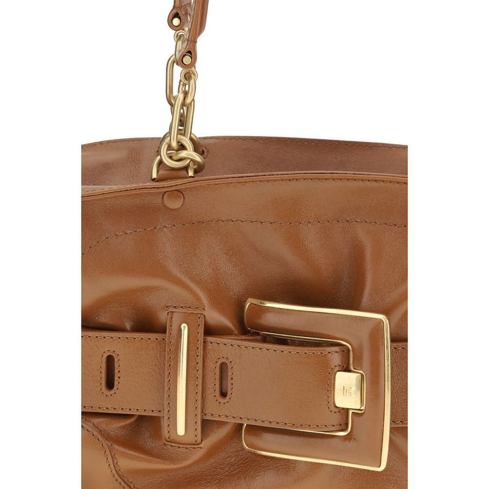 Balmain Braune Kalbsleder Bos Taurus Handtasche