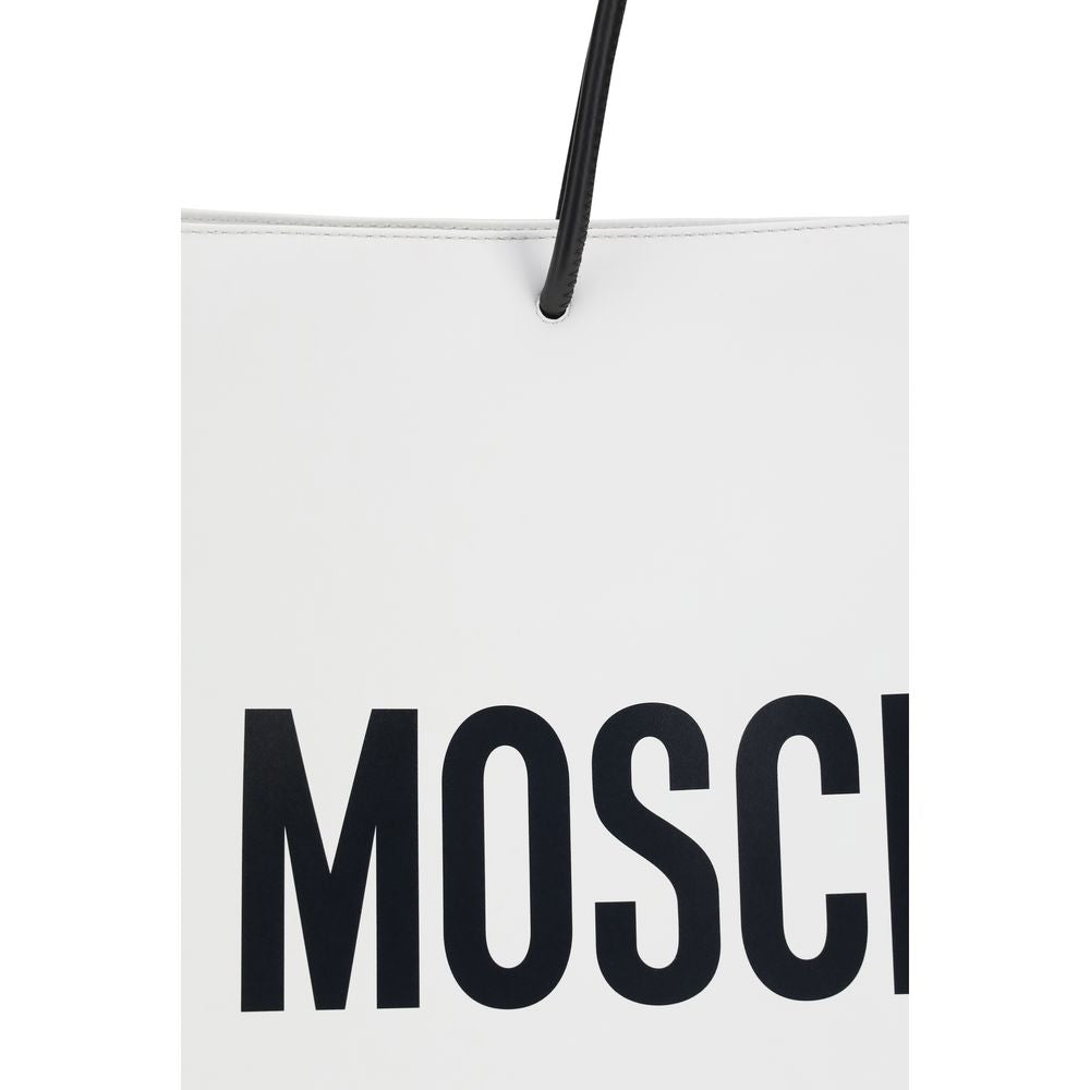 Borsa a mano Moschino in pelle di vitello bianca