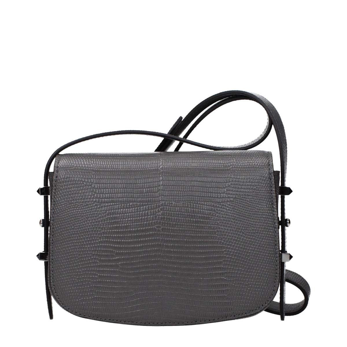 Jimmy Choo Graue Leder-Crossbody-Tasche mit verstellbarem Schulterriemen – Produktansicht 3 | Arca Lucia