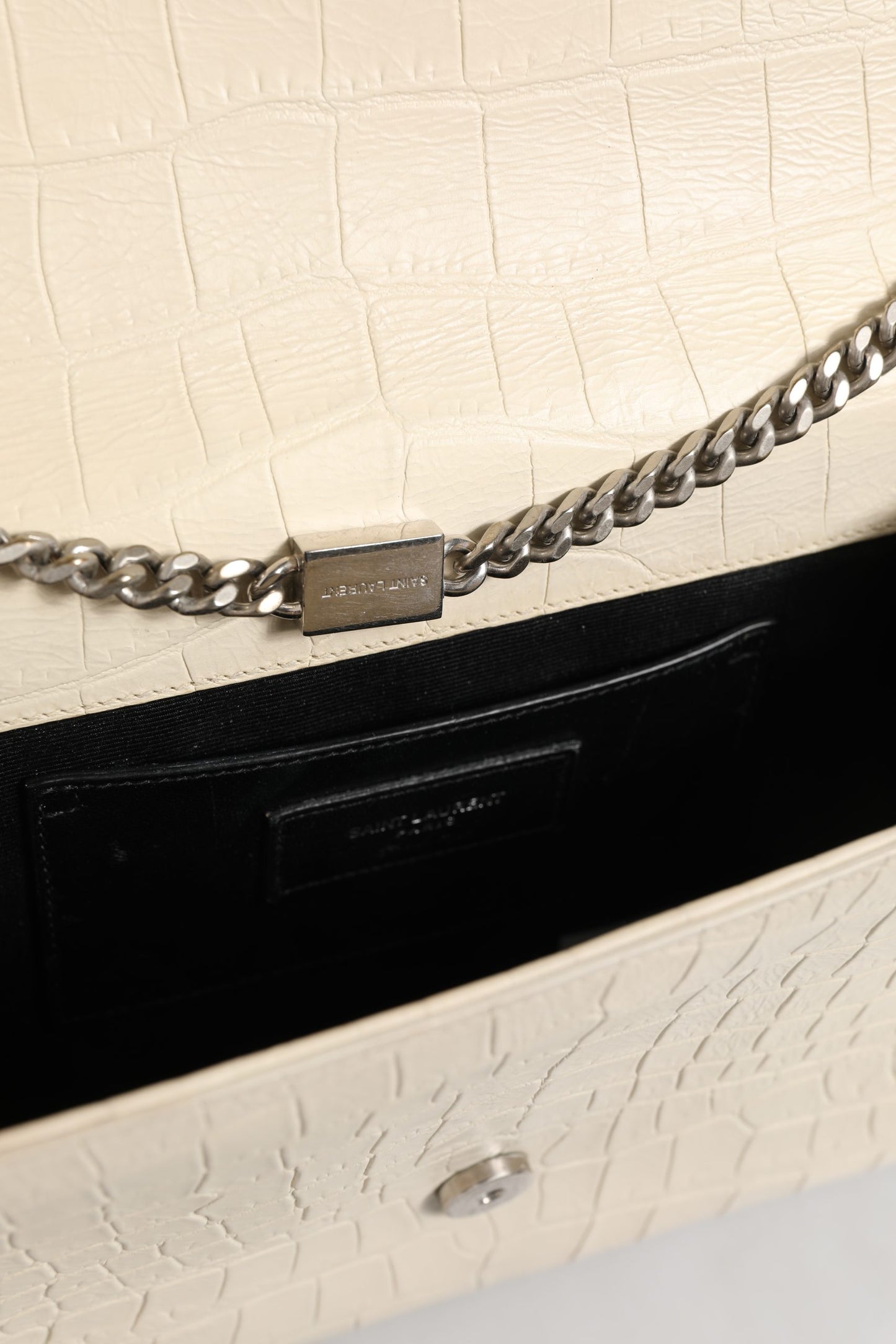 Saint Laurent Kate Tassel Small Krokoprägung Leder
