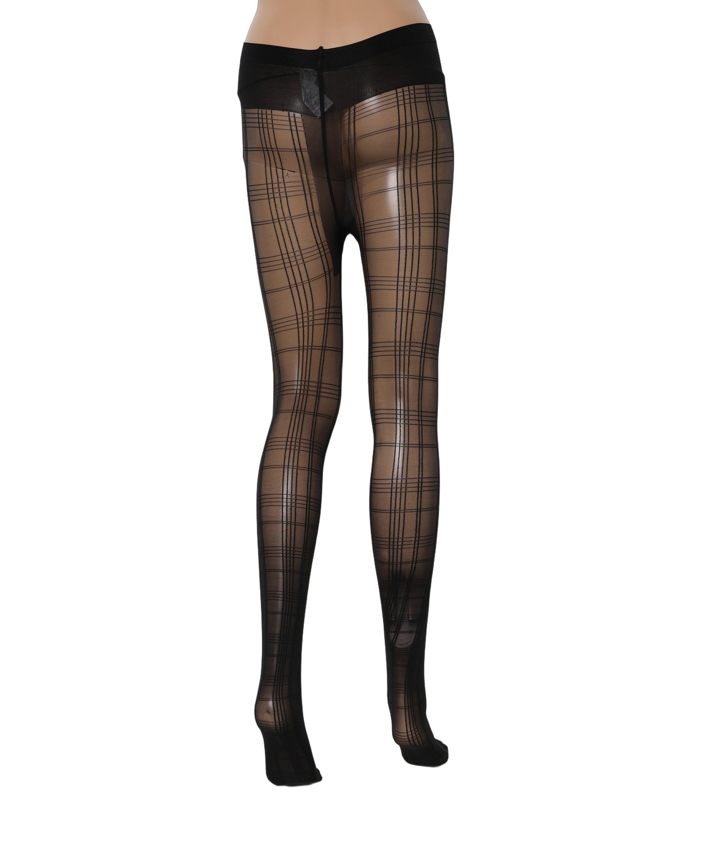 Dolce & Gabbana Strumpfhose mit Karomuster aus schwarzem Nylon