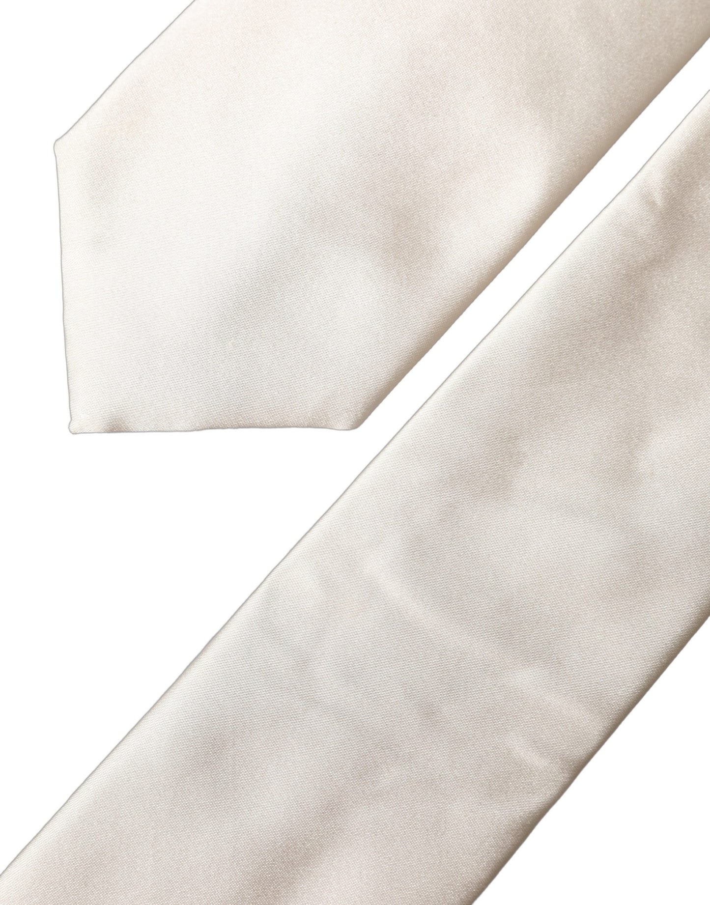 Dolce & Gabbana Off White Satin Seiden-Halsbinder für Damen, verstellbar