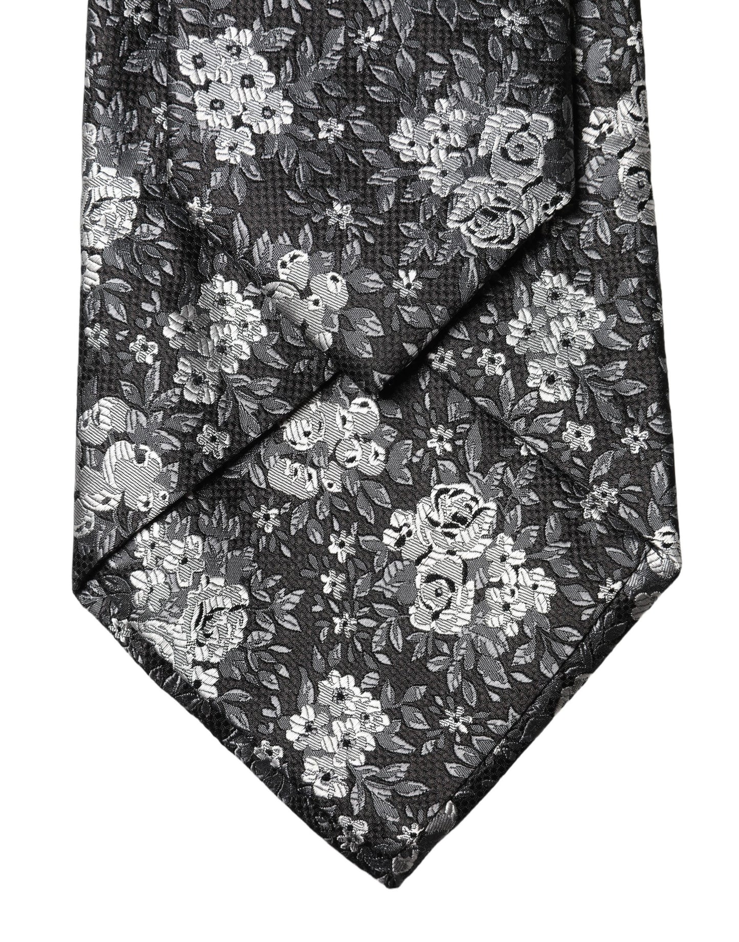 Dolce & Gabbana Schwarze und weiße florale Seiden-Krawatte für Damen, verstellbar