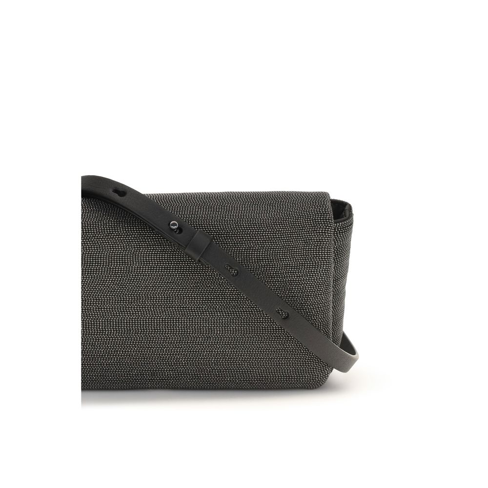 Brunello Cucinelli Schwarze Leder Umhängetasche
