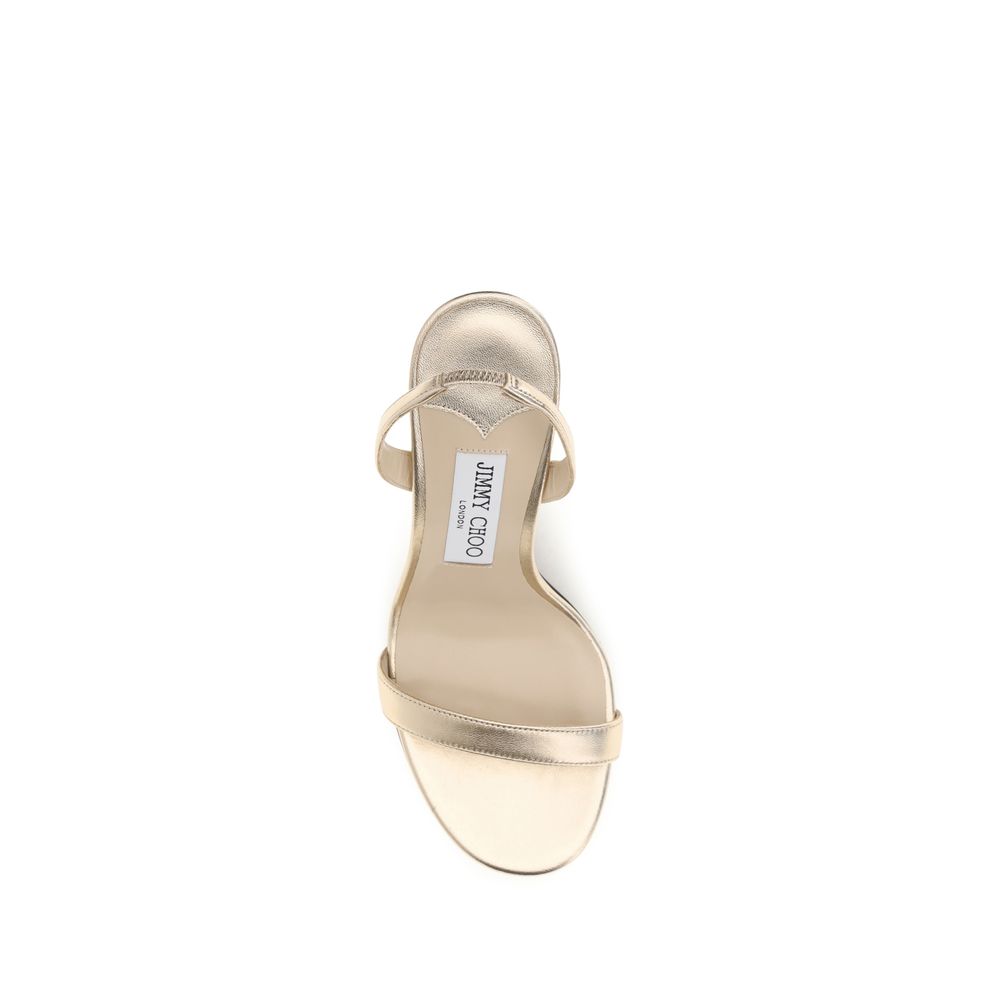 Sandali con tacco a spillo in pelle di vitello color oro di Jimmy Choo