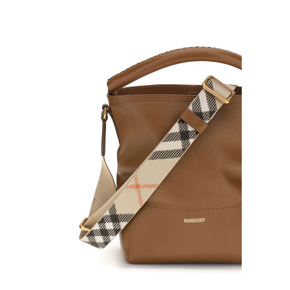 Borsa a secchiello Burberry in pelle di vitello marrone