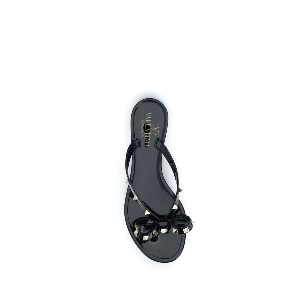 Valentino Garavani Schwarze Flip-Flop-Sandalen aus Baumwolle