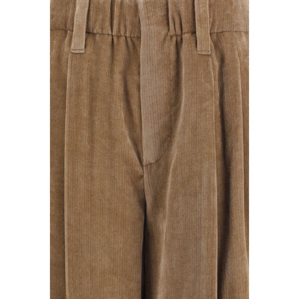 Brunello Cucinelli Brown Viscose-Cashmere Trousers