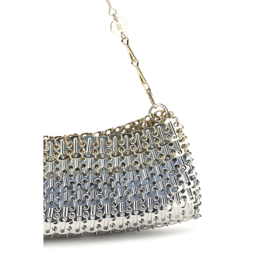 Rabanne Silberne Messing-Schultertasche