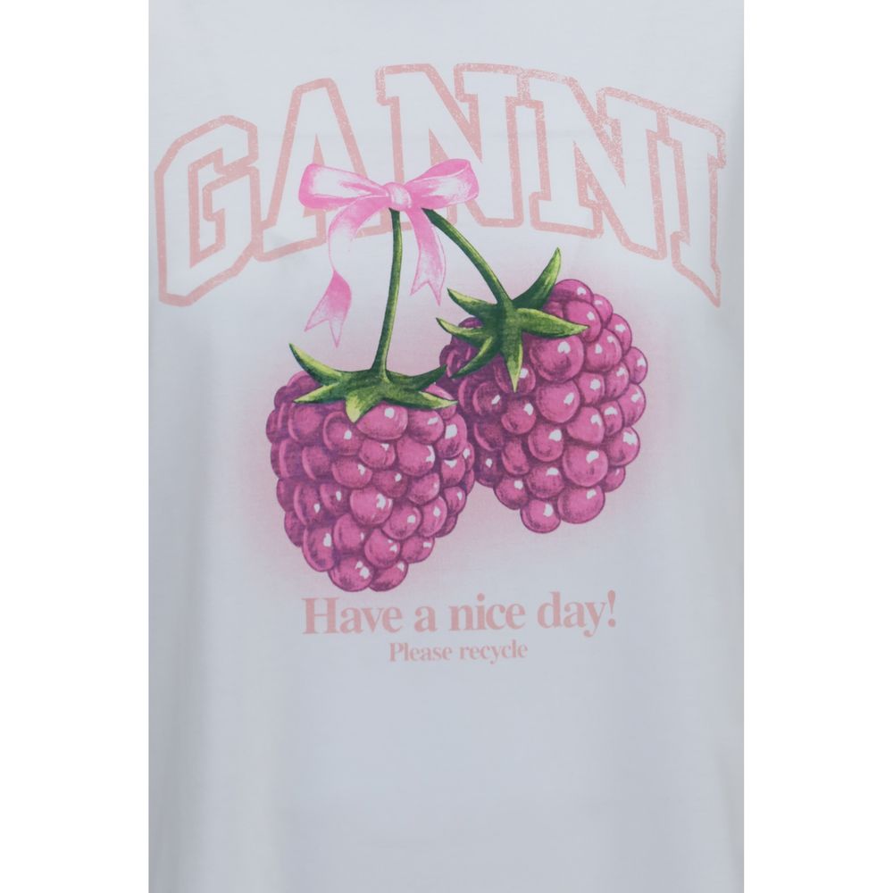 Ganni Weißes Baumwoll-T-Shirt