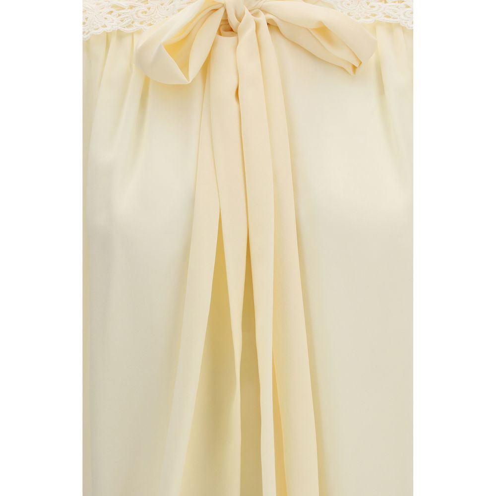 Chloé Blusa Beige con Fiocco in Poliestere