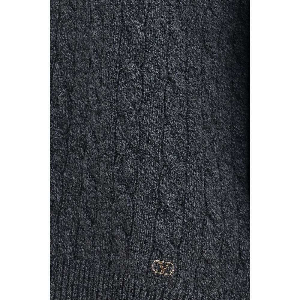 Valentino Garavani Grauer Merinowoll-Pullover mit VLogo – Produktansicht 3 | Arca Lucia