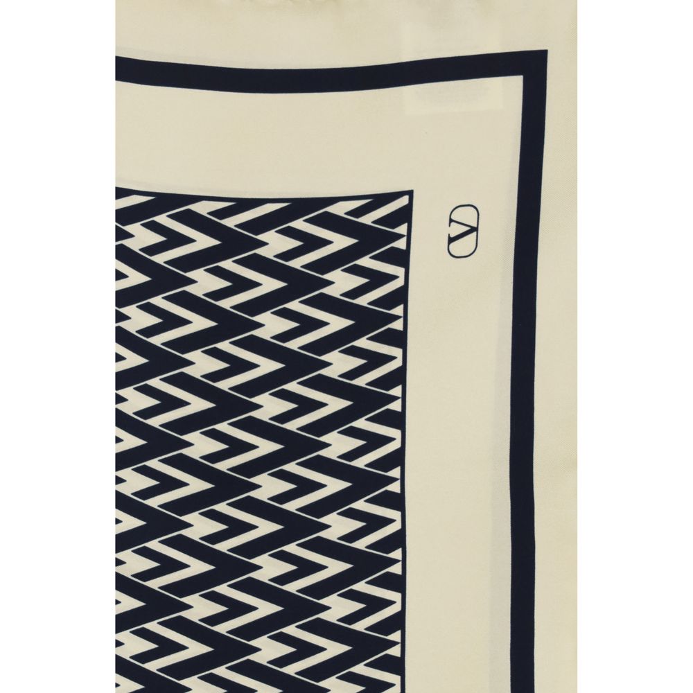 Valentino Garavani Toute La V Beige Silk Scarf