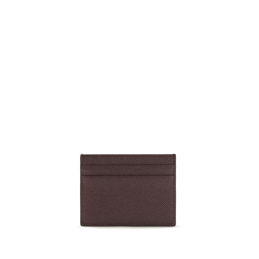 Dolce & Gabbana Brown Calfskin Card Holder with Logo