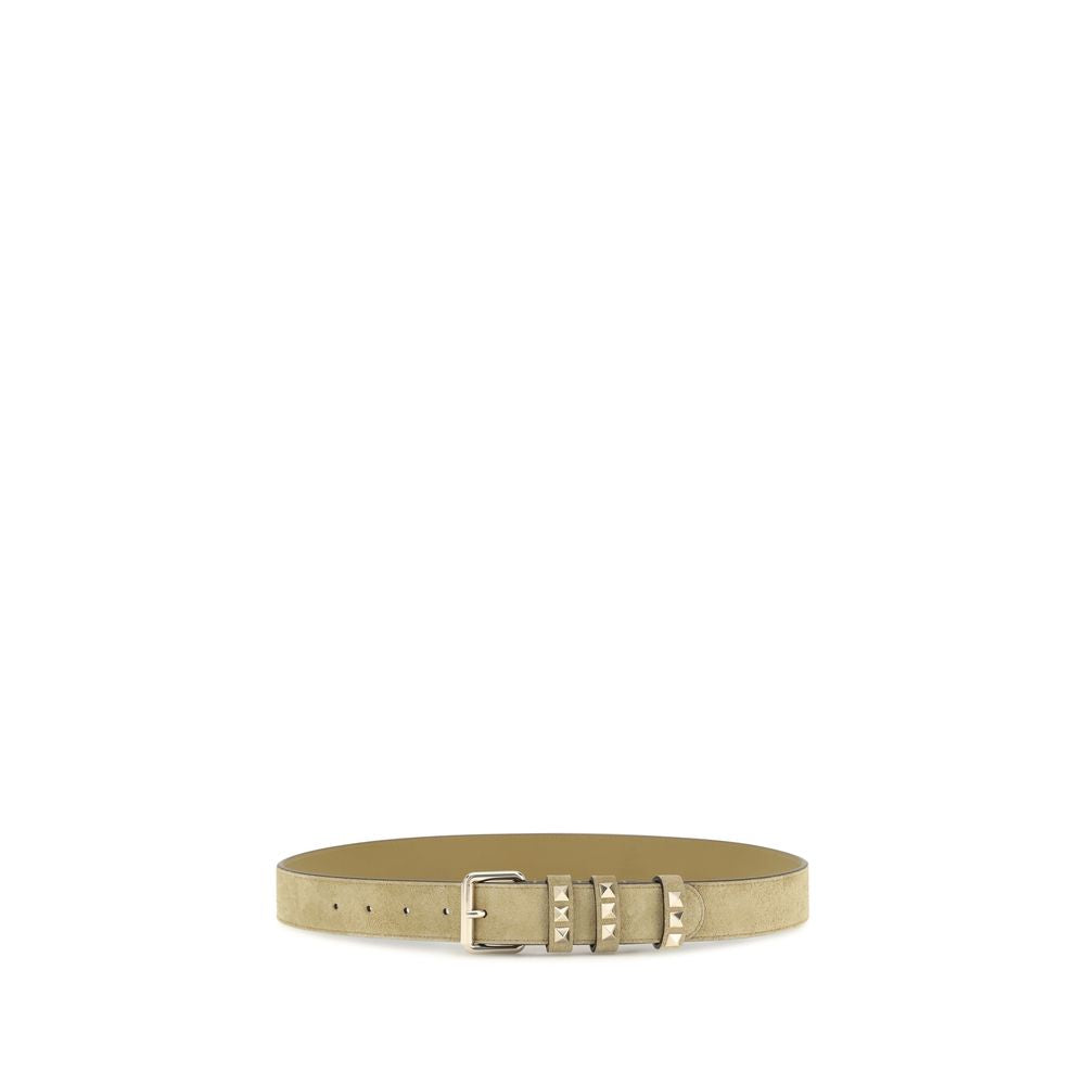 Valentino Garavani Rockstud Beige Suede Belt