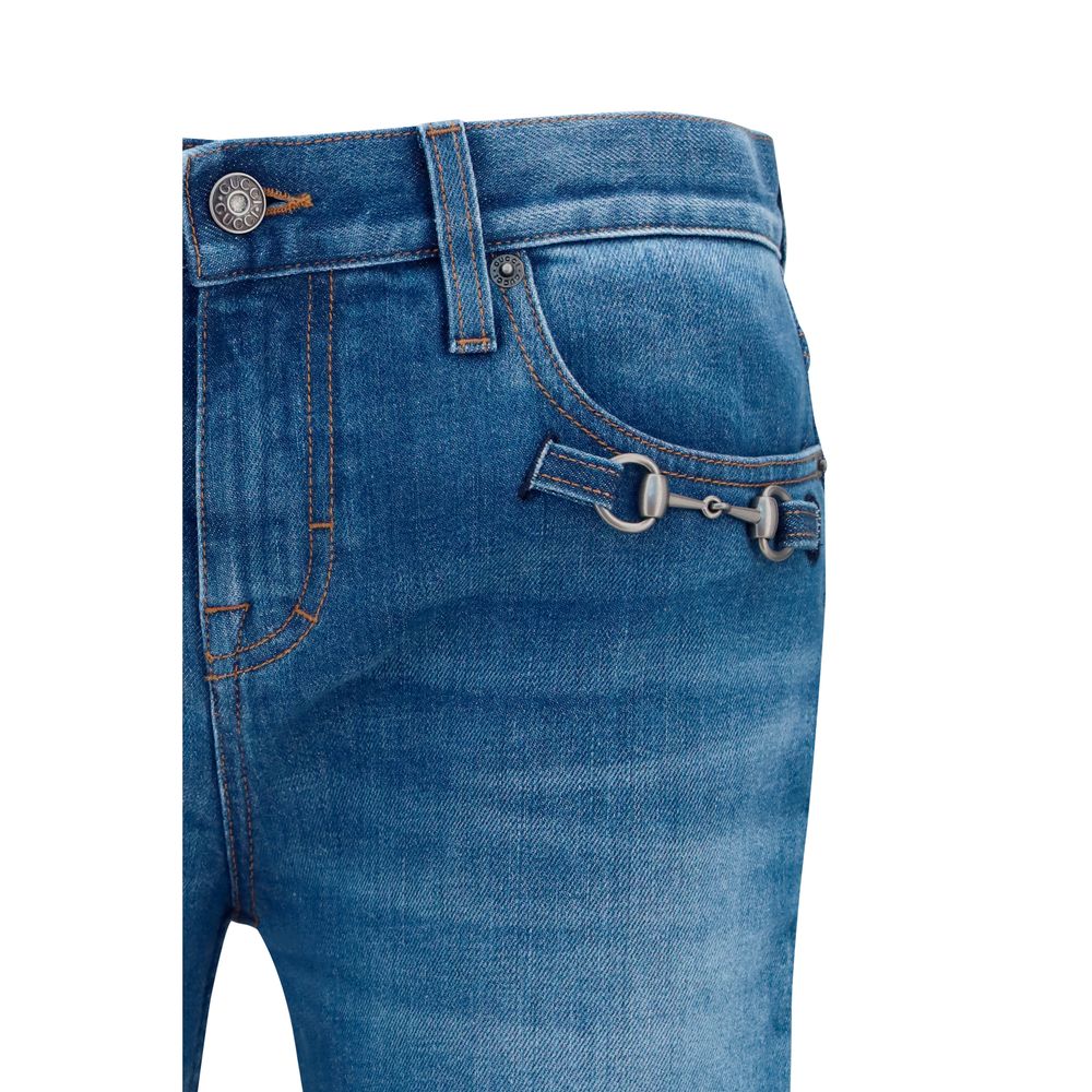 Gucci Jeans aus Leder in Blau