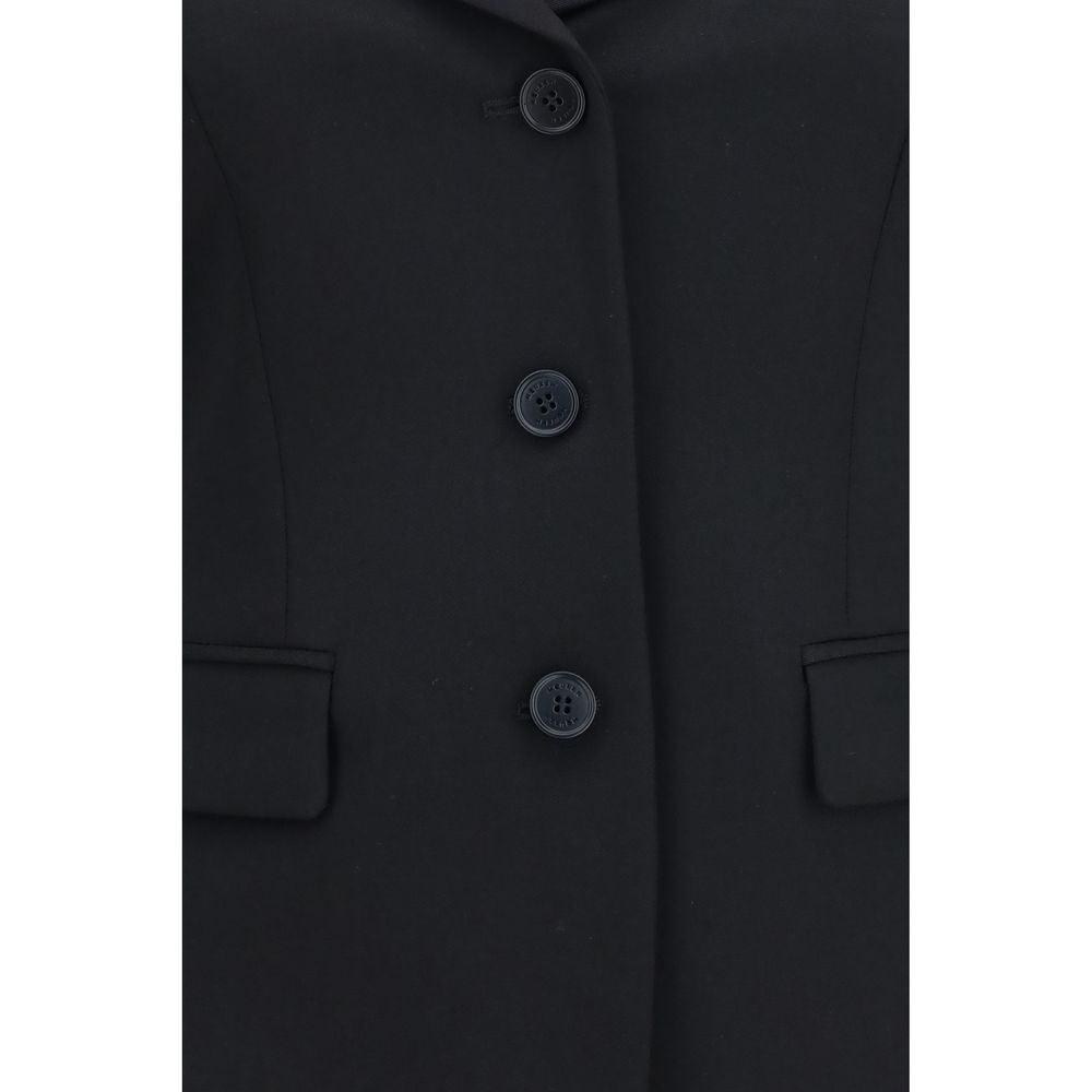 Alexander McQueen Schwarze Oves Aries Wolljacke in voller Länge